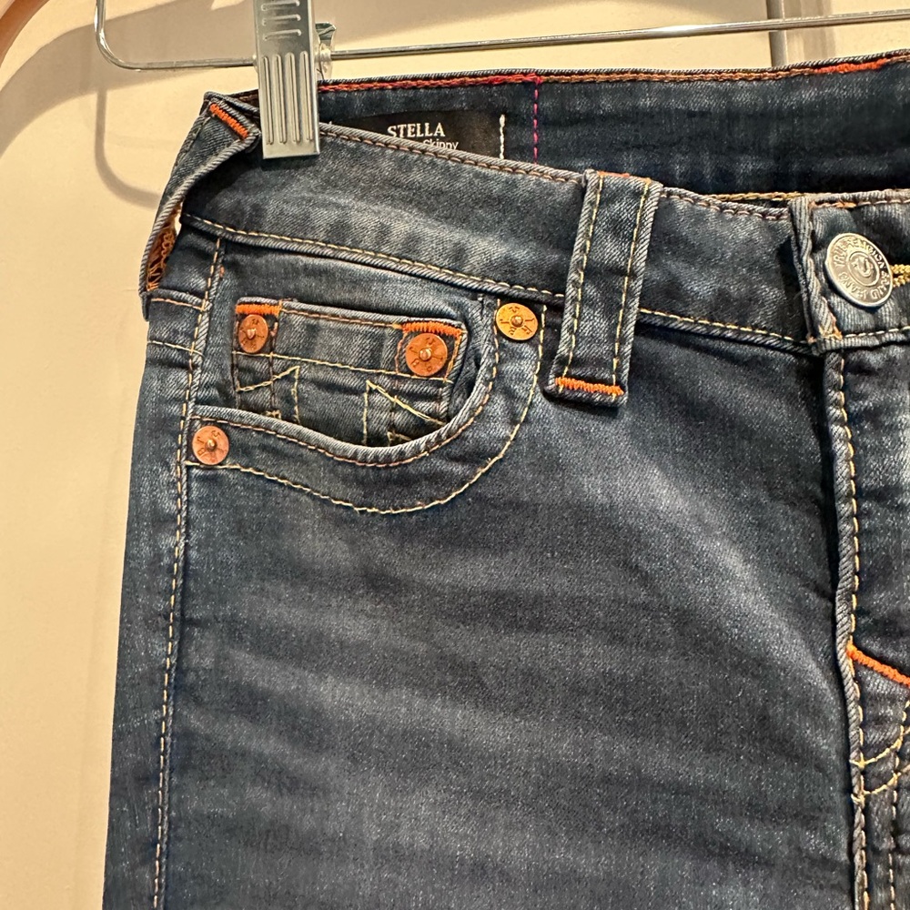 True Religion Skinny Stella Cotton Blend Blue Jeans Classic Style Size 27 - Picture 9 of 12